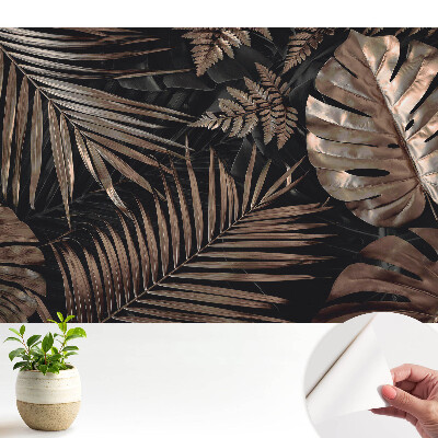 Öntapadós tapéta Trópusi levelek barna színben