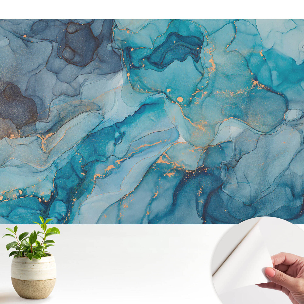 Öntapadó tapéta Absztrakt kék árnyalatú örvények