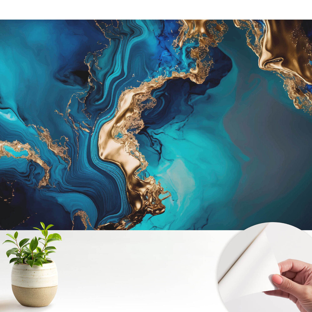 Öntapadó tapéta Kék és sárga absztrakt kombinációja