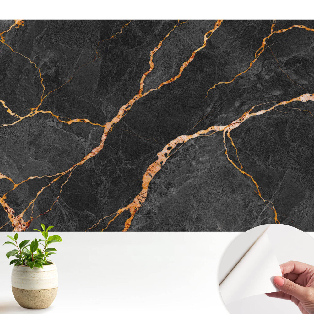 Öntapadós tapéta falra Márvány fekete háttér erekkel