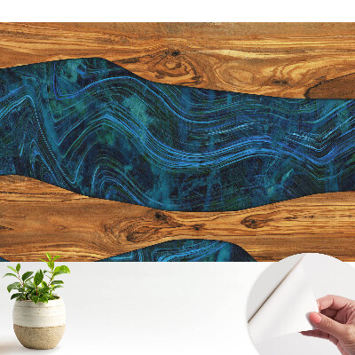 Tapéta Absztrakt mozaik fából és kékből