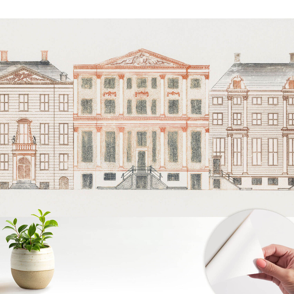 Öntapadó tapéta klasszikus építészeti homlokzati mintával