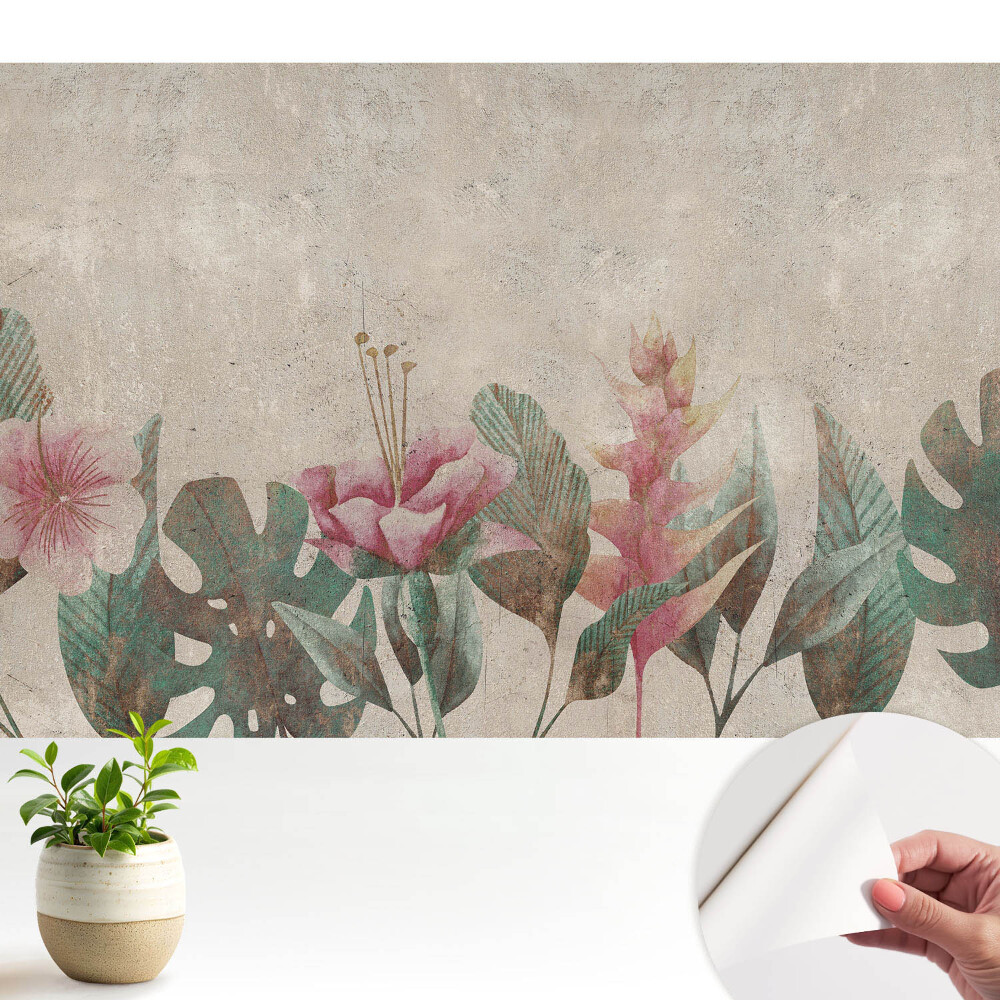 Dekor tapéta Pasztell virágok és levelek vintage harmóniája