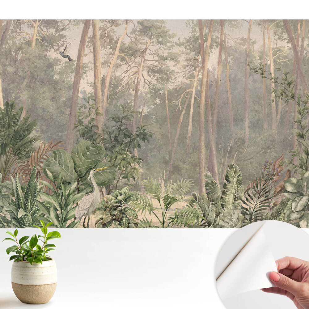 Modern tapéta Trópusi erdő pasztell természet téma