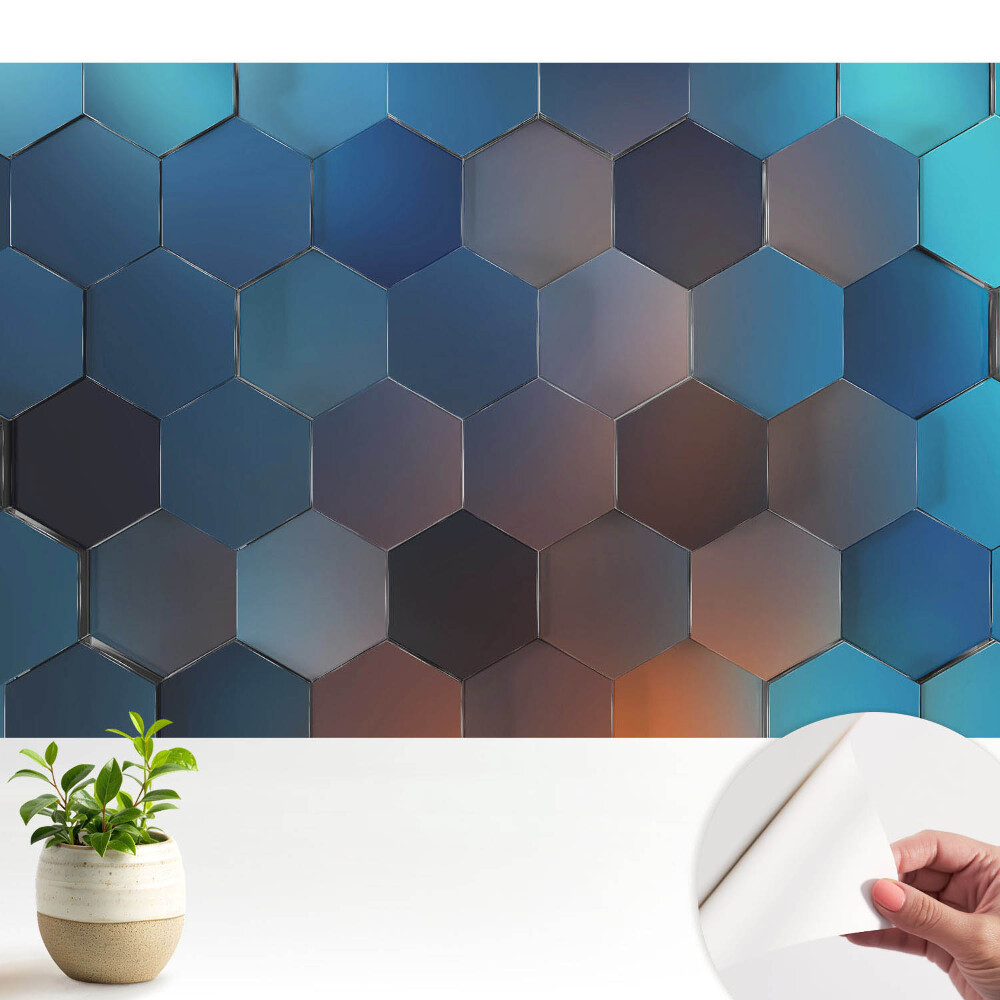 Modern tapéta kék geometrikus hatszögekkel mintázva