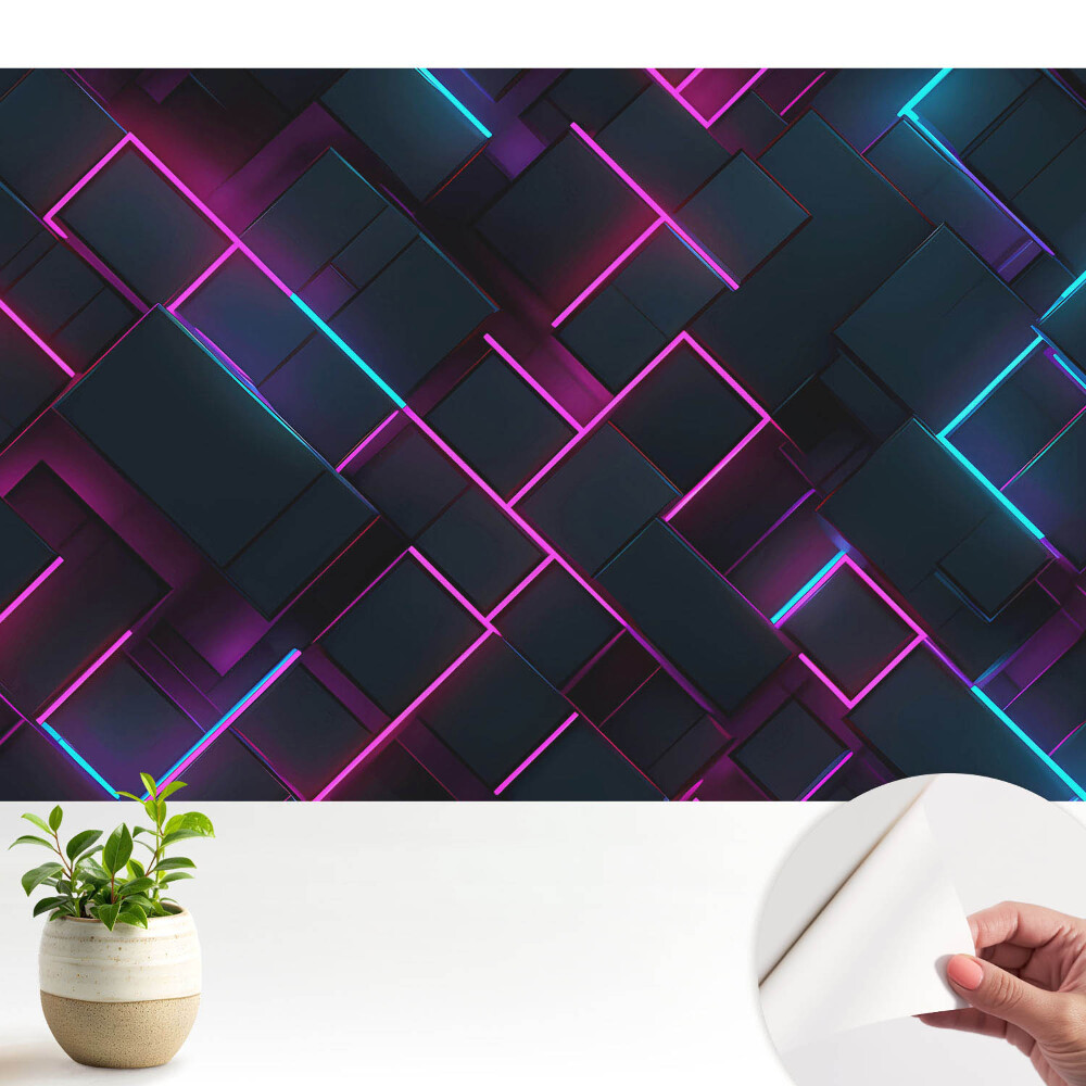 Öntapadó tapéta geometriai mintával, neon háttérvilágítással