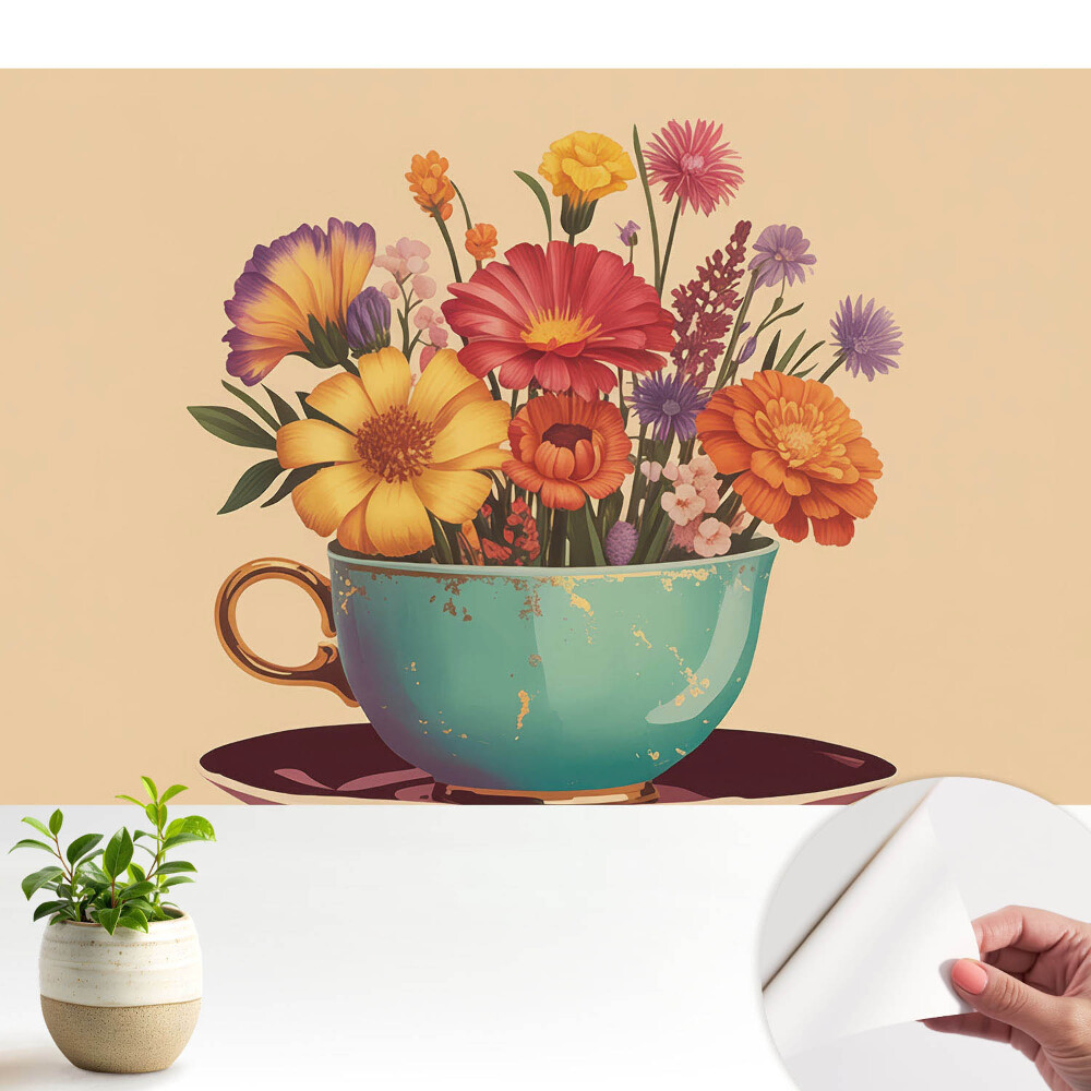 Öntapadós tapéta Virágok egy csészében