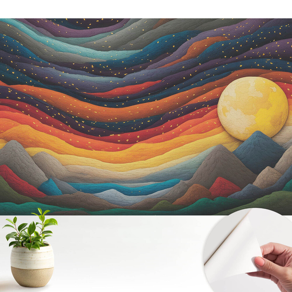 Tapéta Absztrakt hegyi táj kozmikus éjszaka