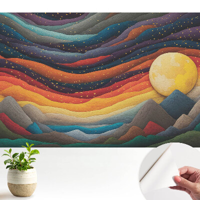 Tapéta Absztrakt hegyi táj kozmikus éjszaka