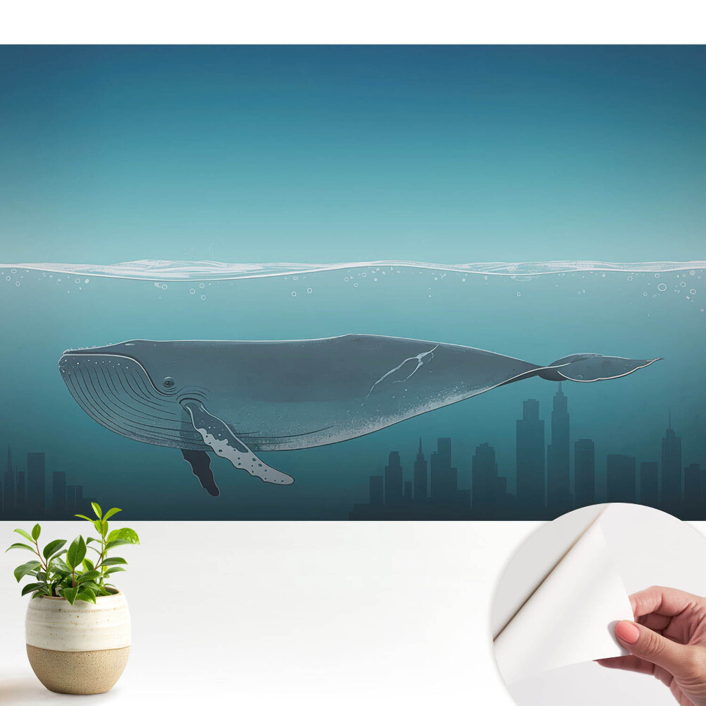 Öntapadós tapéta A bálna és a város naplementekor