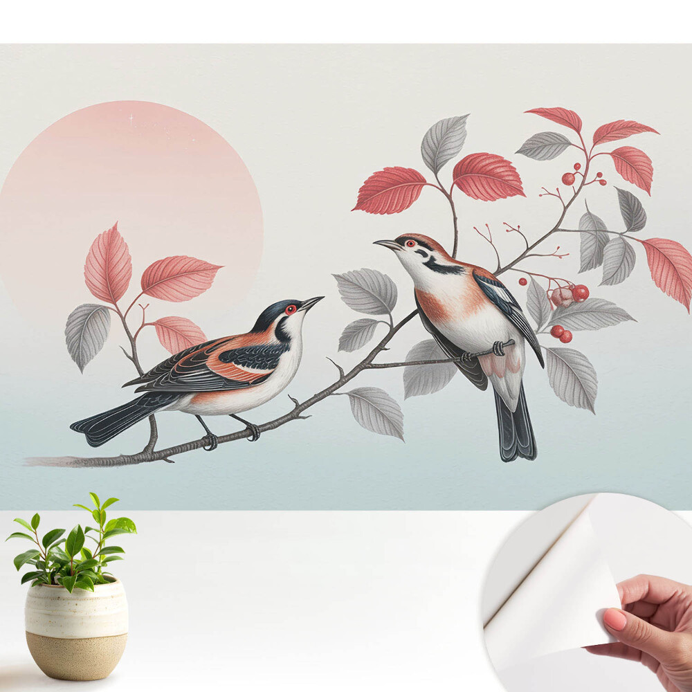 Öntapadós tapéta Madarak egy ágon, harmonikus kompozíció