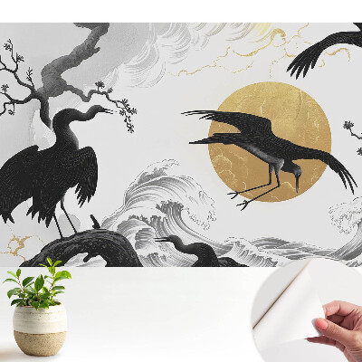 Tapéta Minimalista madarak és hullámok körrel