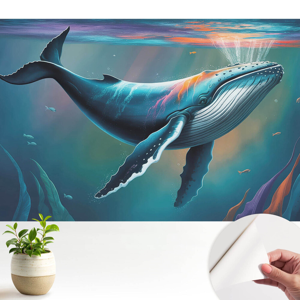 Öntapadó tapéta Egy bálna óceáni színekben