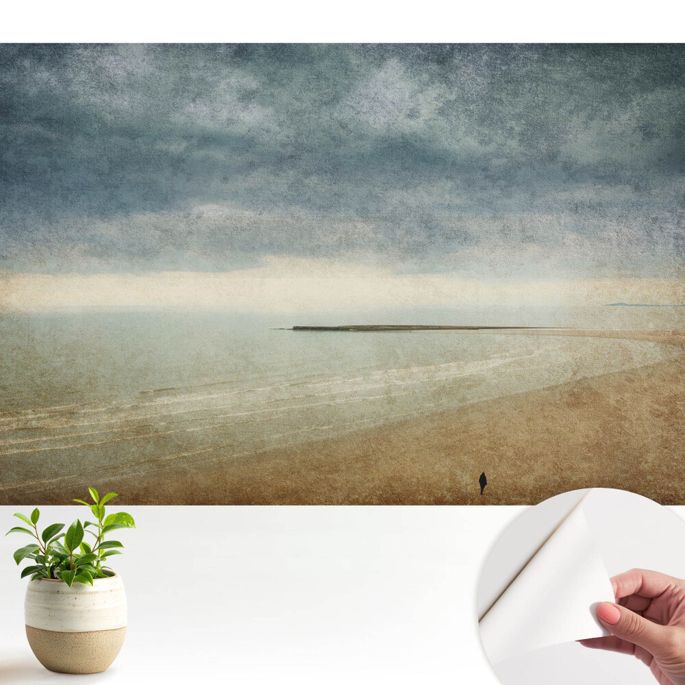 Modern tapéta Tengerpart naplementekor, retró stílus, hangulatos