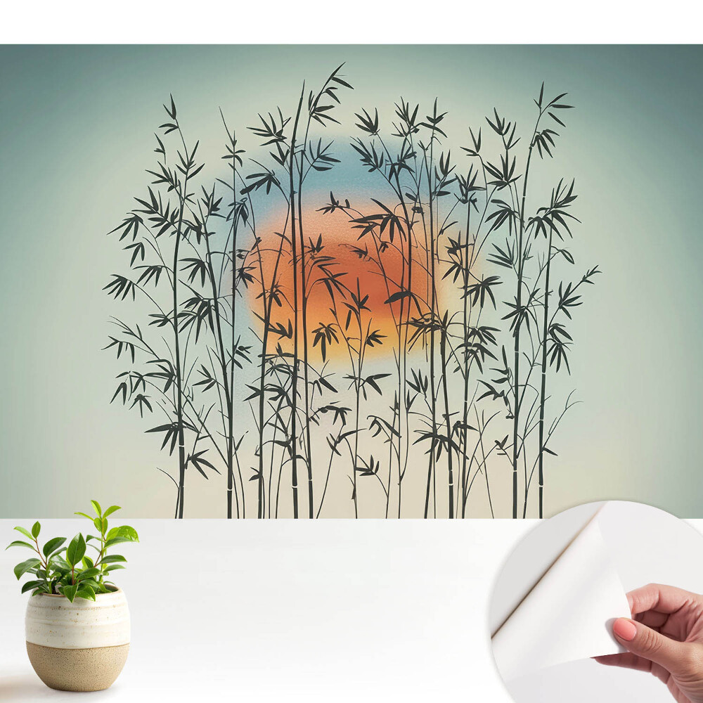 Öntapadós tapéta falra Bambuszrügyek harmonikus naplemente