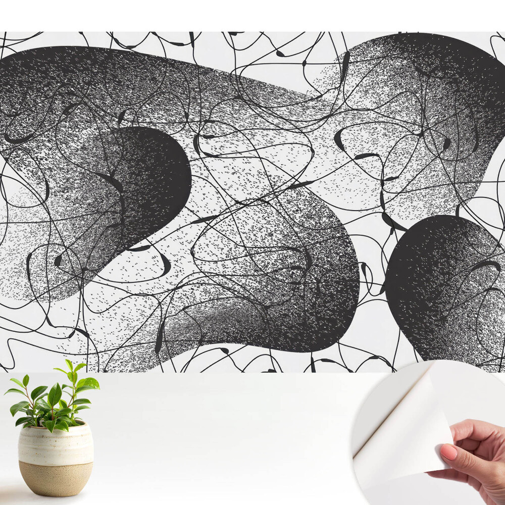 Dekor tapéta Fekete vonalak fehér alapon