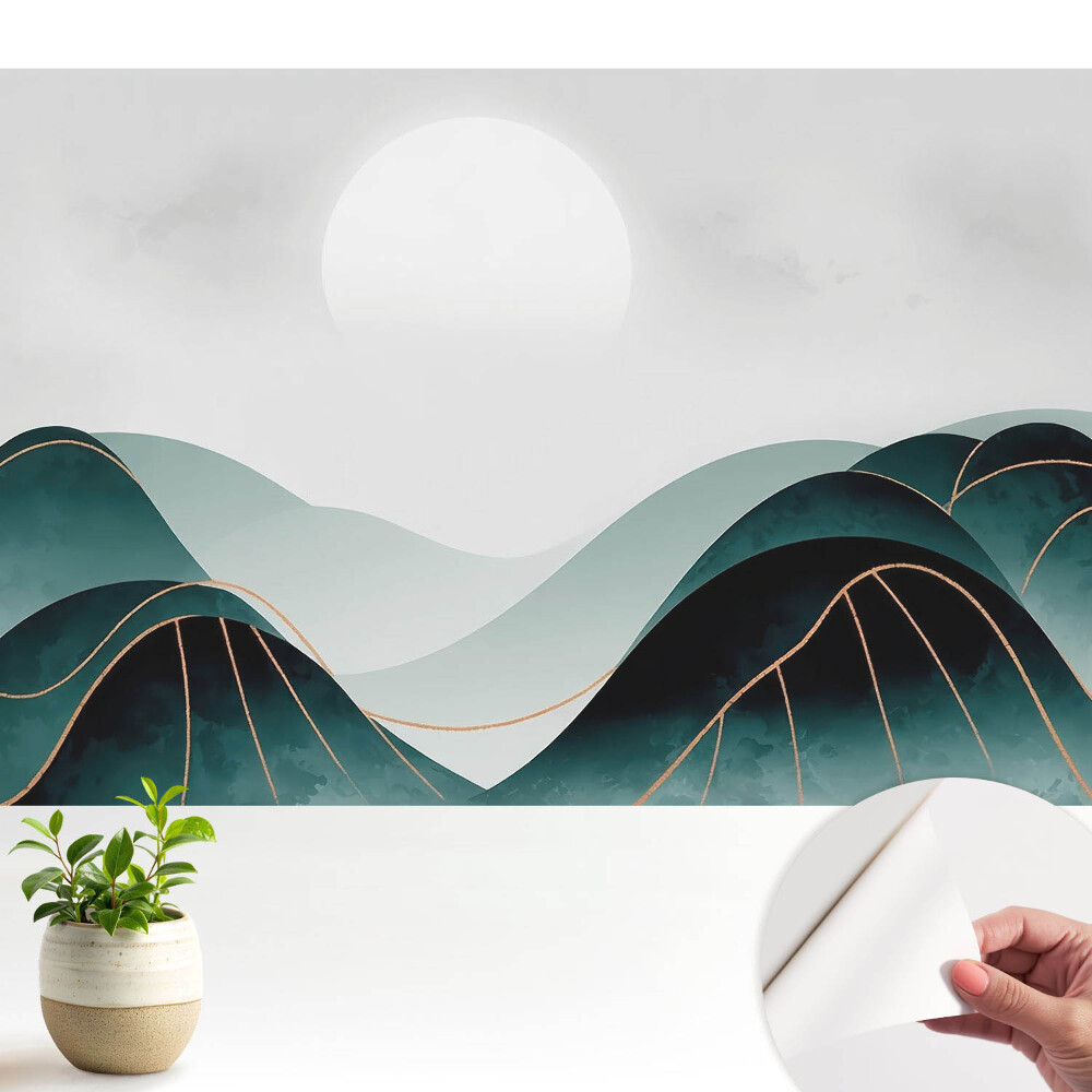 Öntapadó tapéta Modern táj zöld dombokkal.