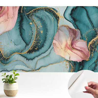 Öntapadós tapéta Absztrakt zöld és rózsaszín hullámok