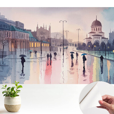 Öntapadós tapéta Városi utca eső után