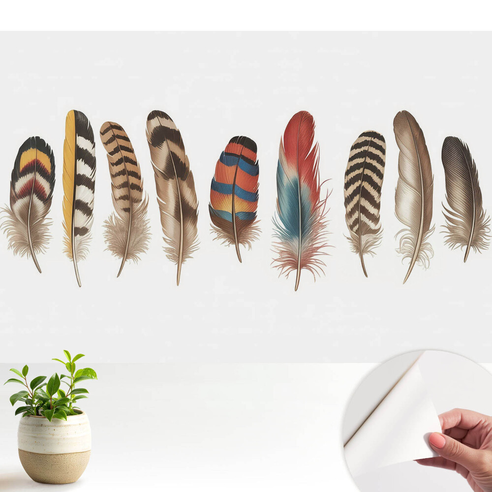 Modern tapéta Színes tollak egyedi bohém minta