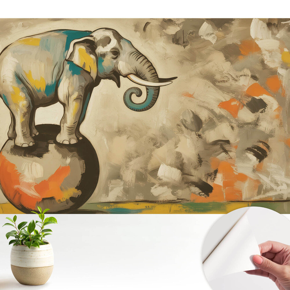 Öntapadós tapéta falra Színes elefánt a labdán