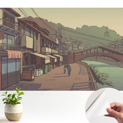 Tapéta A híd és az utca pasztellszínekben