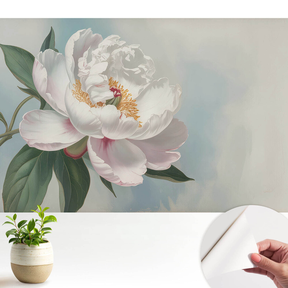 Tapéta Bazsarózsa kék háttérrel