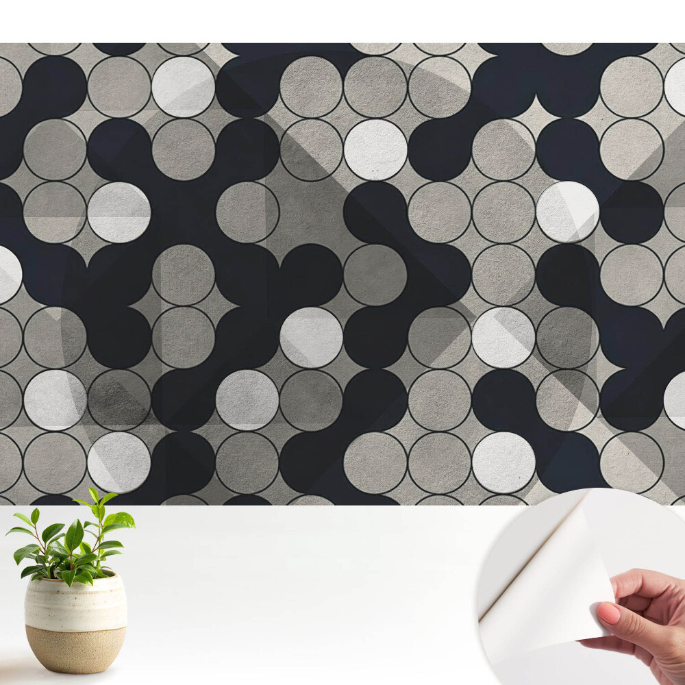 Öntapadós tapéta kontrasztos árnyalatú geometriai körmintával