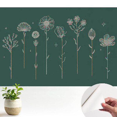 Öntapadós tapéta Minimalista virágmotívumok zöld háttéren