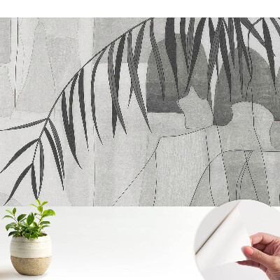 Öntapadó tapéta Szürke geometrikus pálmalevél minták