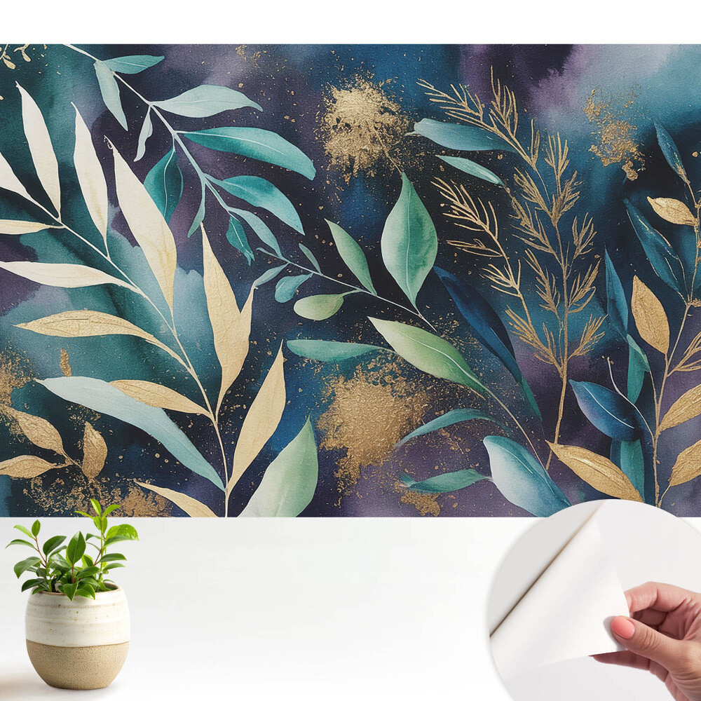 Modern tapéta Botanikai levelek sötét háttér előtt