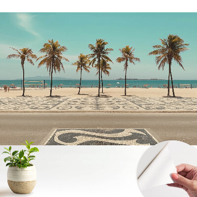 Öntapadó tapéta Trópusi tengerparti pálmafák óceán