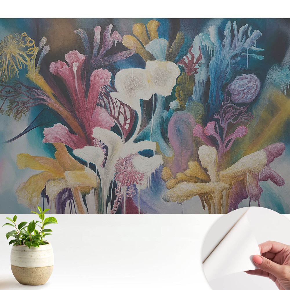 Öntapadós tapéta falra Absztrakt virágok színes táj
