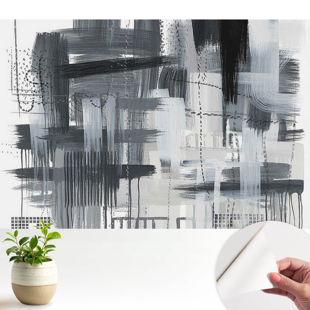 Öntapadó tapéta A vonások monokróm absztrakciója