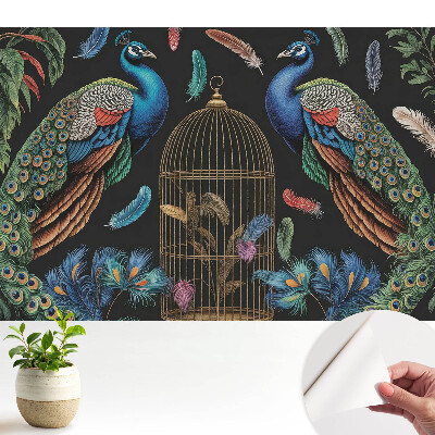 Öntapadós tapéta Pávák és egy vintage kalitka