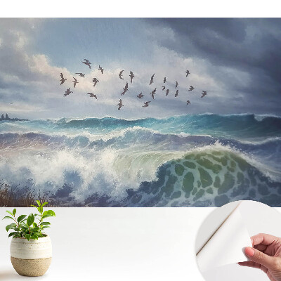 Öntapadós tapéta Tengeri hullámok madarak csoportja