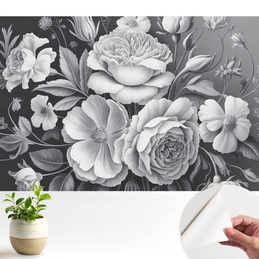 Öntapadó tapéta Szürke virágok elegancia szépség