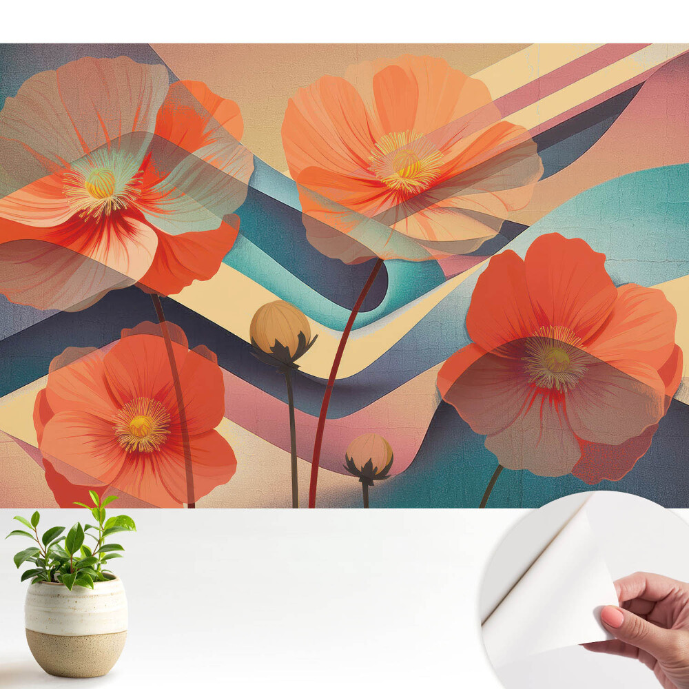 Dekor tapéta Narancssárga virágok absztrakt formák