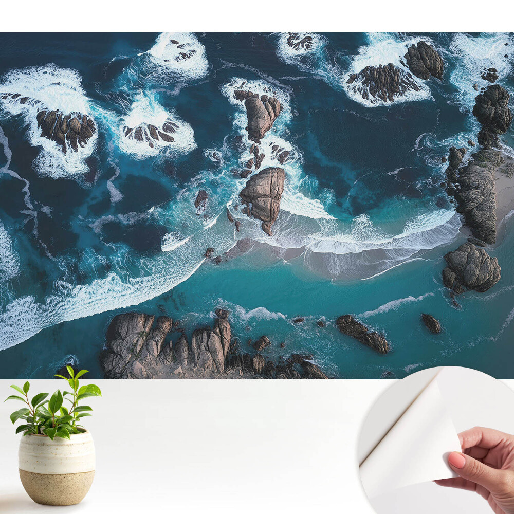 Öntapadós tapéta falra Élénk színű sziklákkal a fenti óceánra néző kilátás