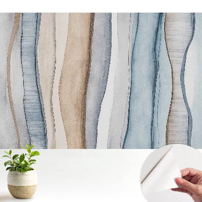 Öntapadós tapéta Kék és bézs csíkok függőleges hullámai
