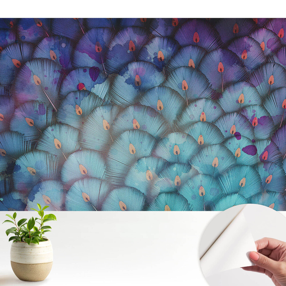 Öntapadós tapéta falra Absztrakt legyezőtollak kék árnyalatokban