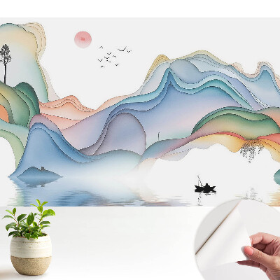 Dekor tapéta Pasztell táj hullámzó hegyekkel