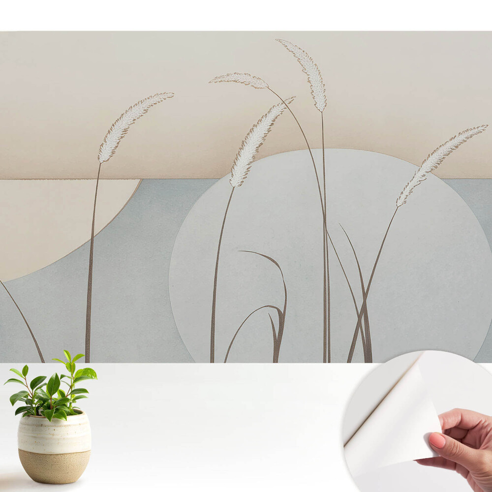 Öntapadó tapéta A természet finom tájképe körökkel és fűfélékkel