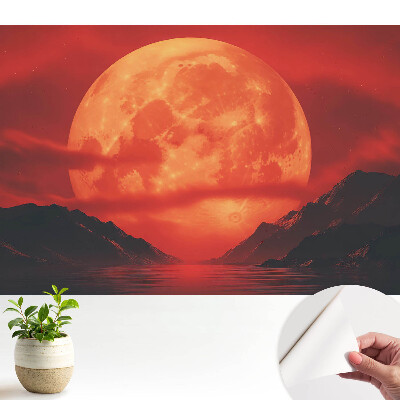 Öntapadó tapéta A hold a hegyek felett, intenzív színek