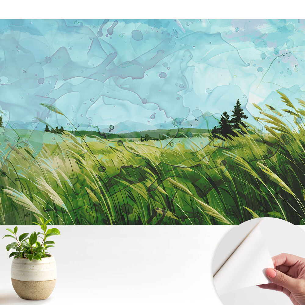 Öntapadós tapéta falra Rusztikus rét akvarellben
