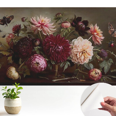 Dekor tapéta Virágok és pillangók egy klasszikus csokorban