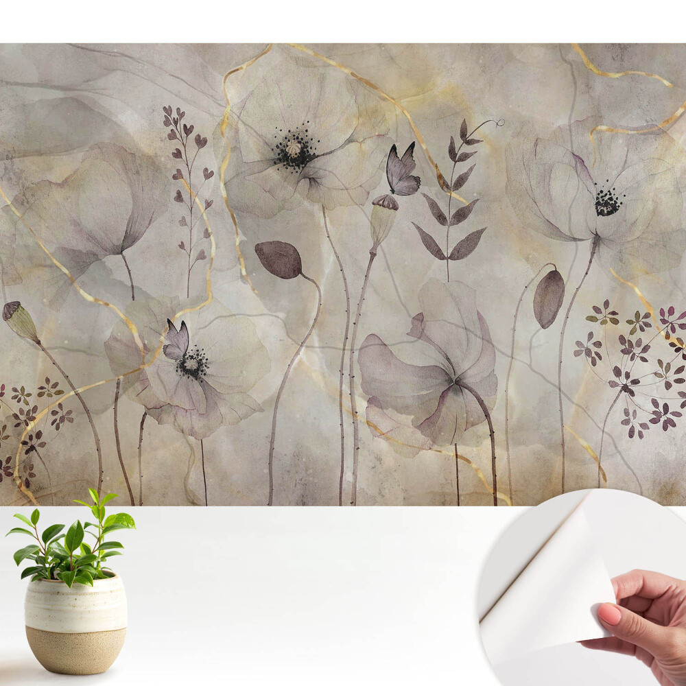 Öntapadós tapéta falra Rusztikus virágok egy csipetnyi eleganciával