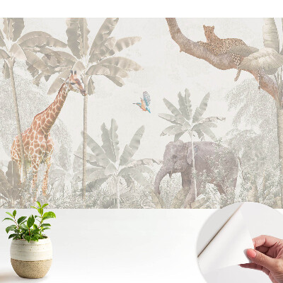 Öntapadó tapéta Egzotikus állat- és növényvilág pasztellszínekben