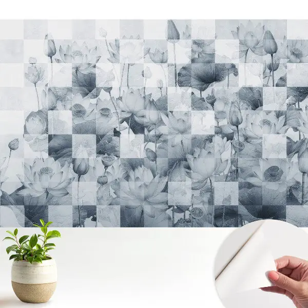 Dekor tapéta modern lótuszvirágok geometrikus mintájával