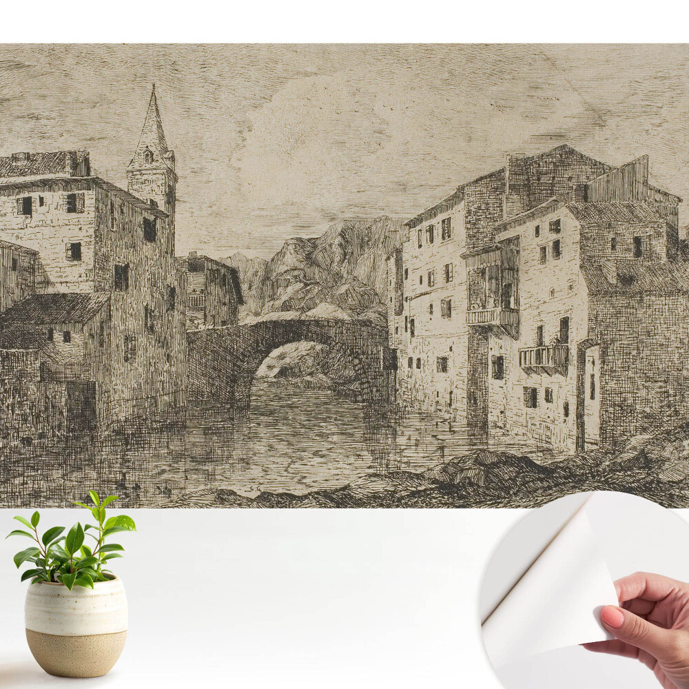 Tapéta Klasszikus épületek a folyó hídján.